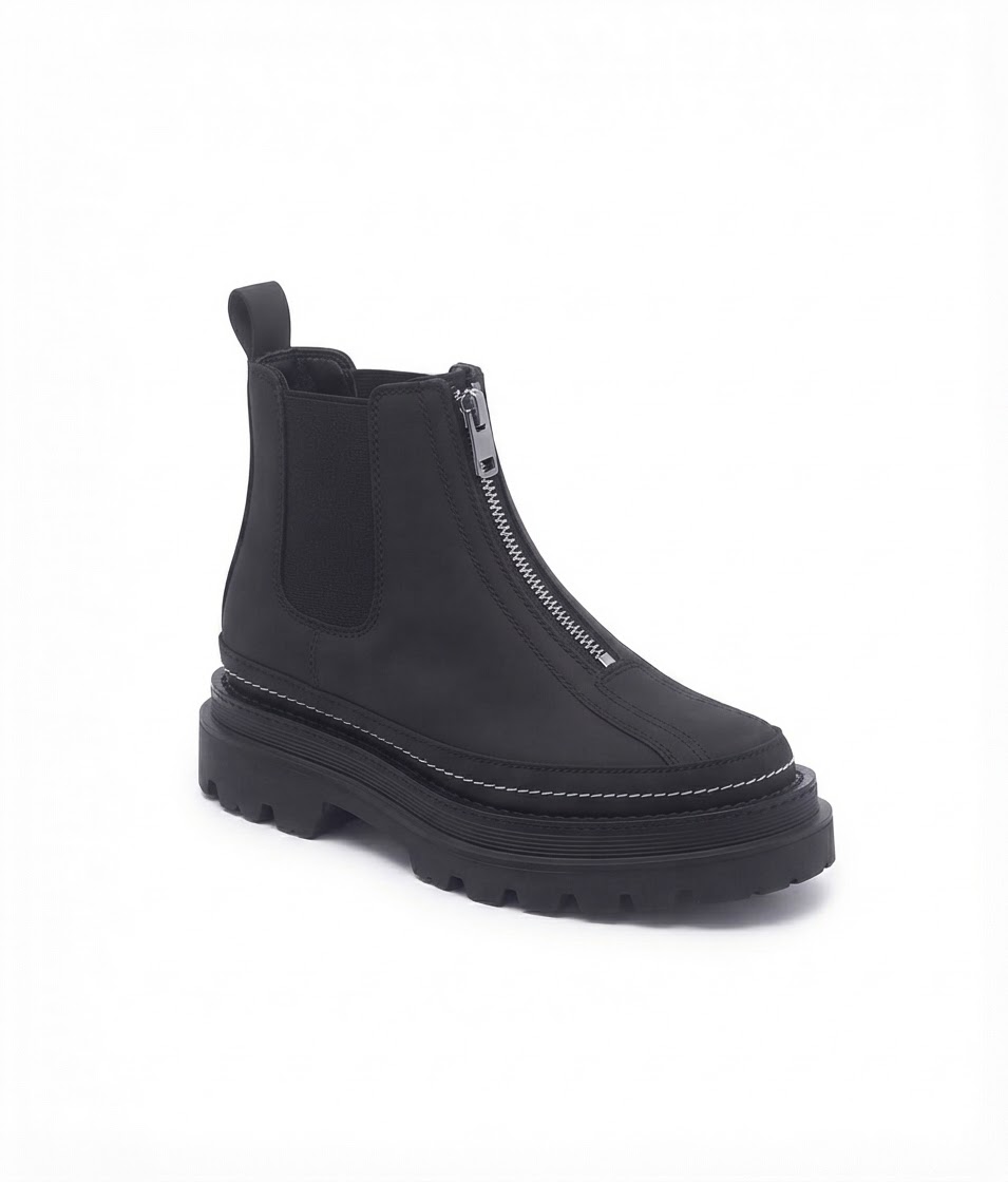 Front-Zip Chunky Lug-Sole Chelsea Boot