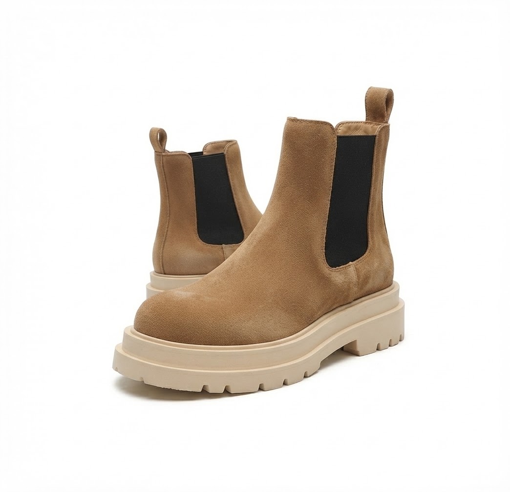 Suede Lug-Sole Chelsea Boot