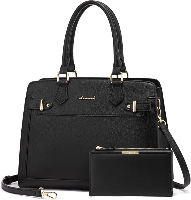 Executive Structured Work Tote Bag with Matching Wallet Set