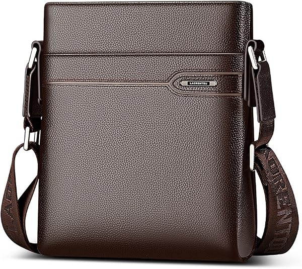 LAORENTOU Men's Business Vertical Leather Crossbody Bag